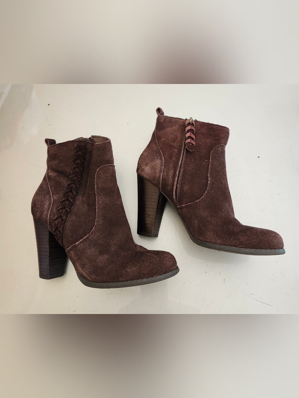 Very Volatile Brown Suede Braided Ankle Booties